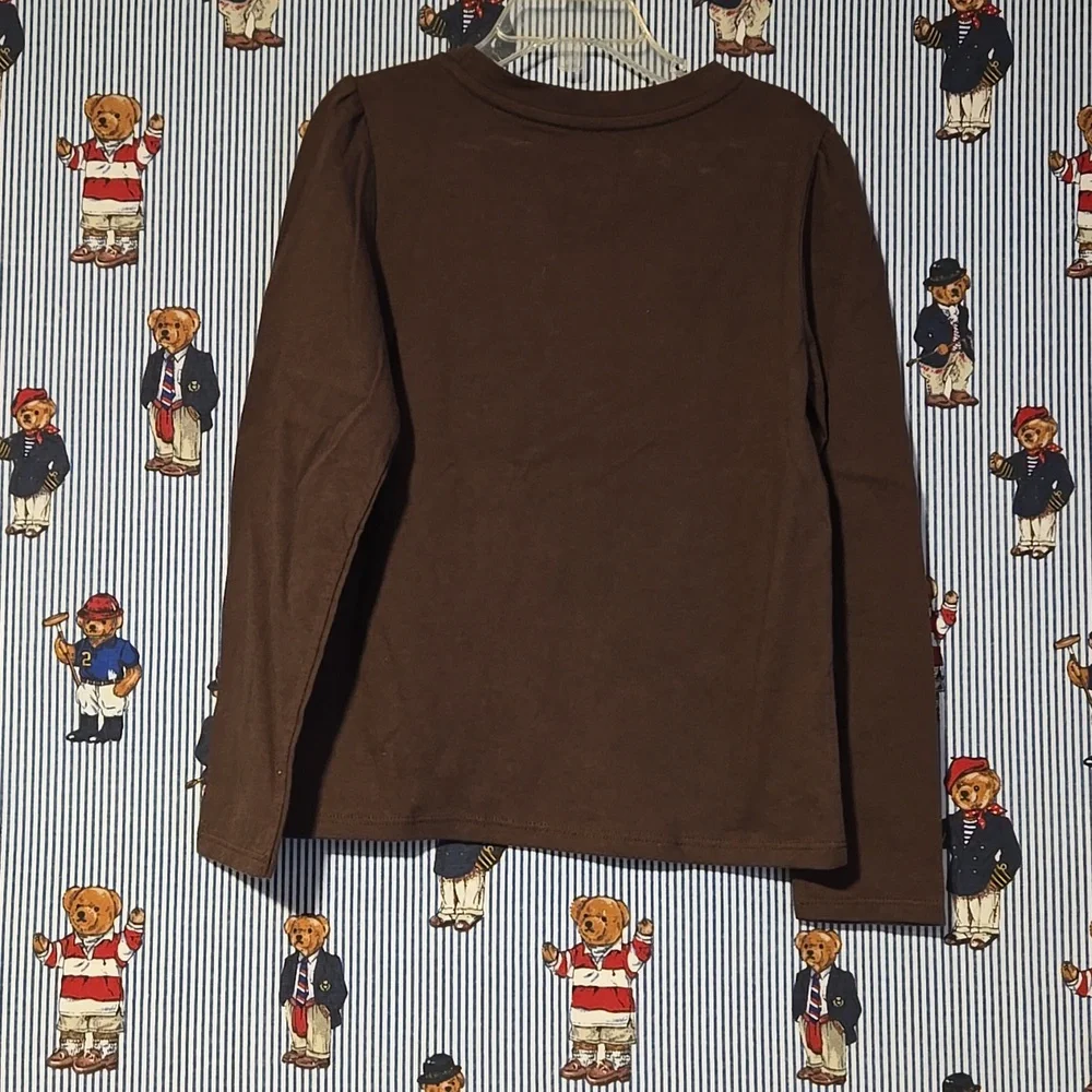 GAP Kids Girls Pink Brown Dot Long Sleeve Shirt Small 6/7 New